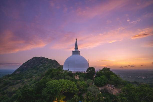 Mihintale sacred hill at sunset near Anuradhapura