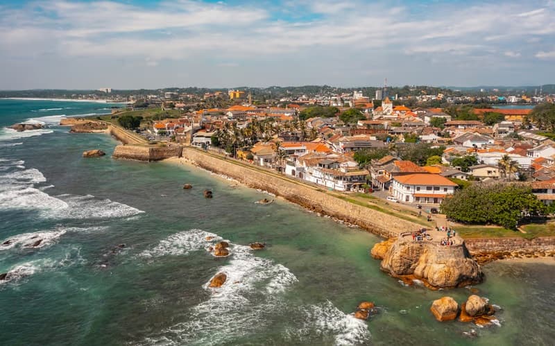 Aerial view of Galle Fort and coastline