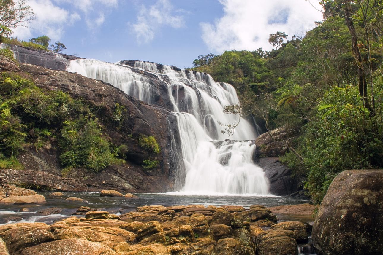 Baker's Falls waterfall in Horton Plains National Park
