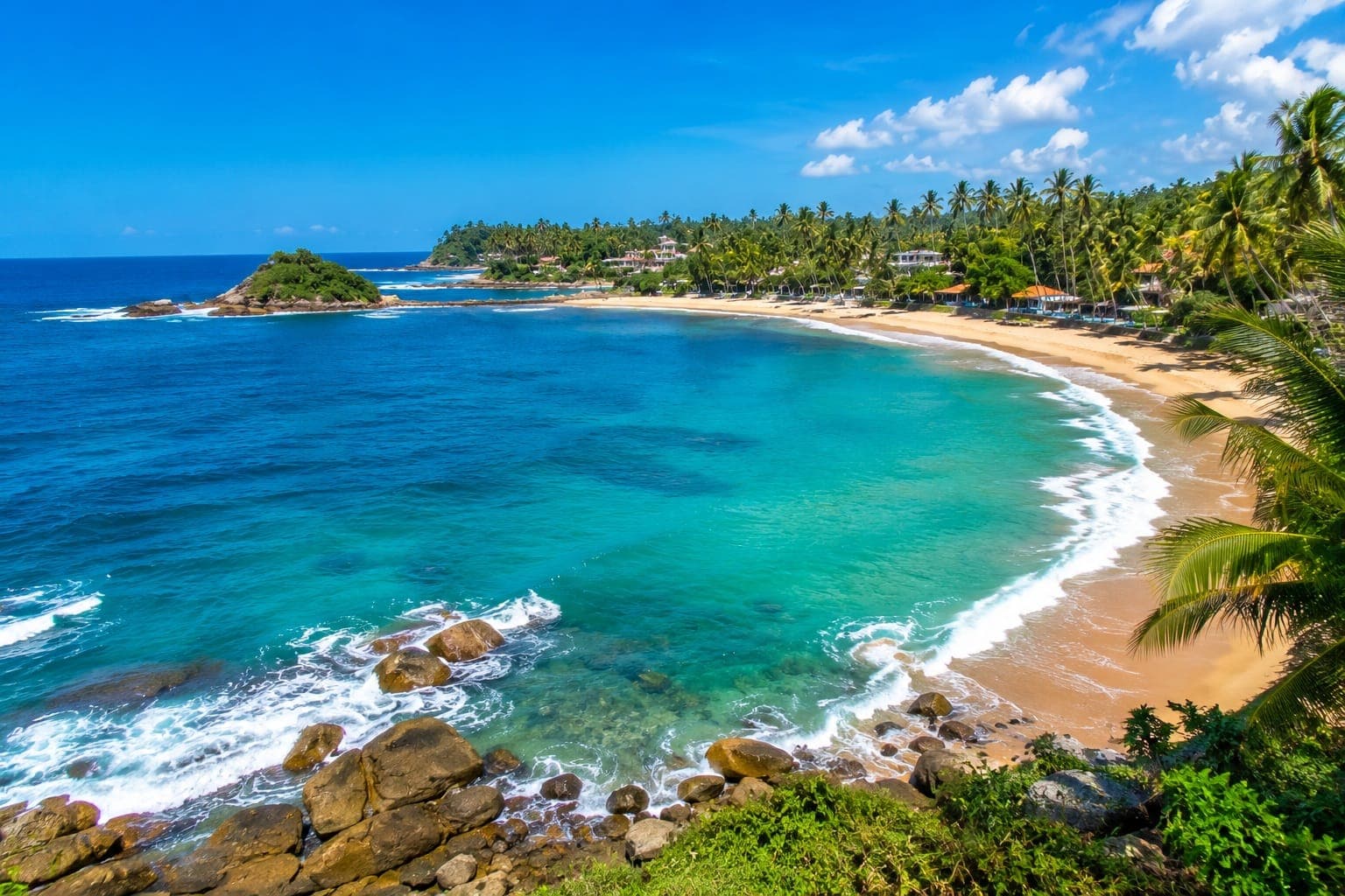 Southern coastline and tropical bay near Mirissa
