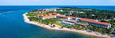 Aerial view of Pasikuda coastline and resort area