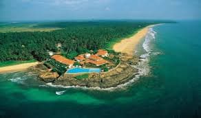 Aerial view of Bentota coastline in Sri Lanka