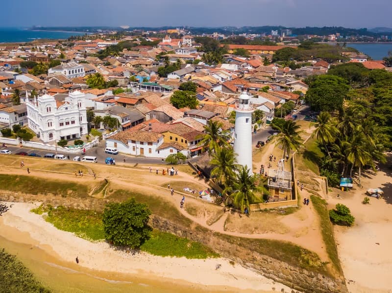 Aerial view of Galle Fort and the southern coastline
