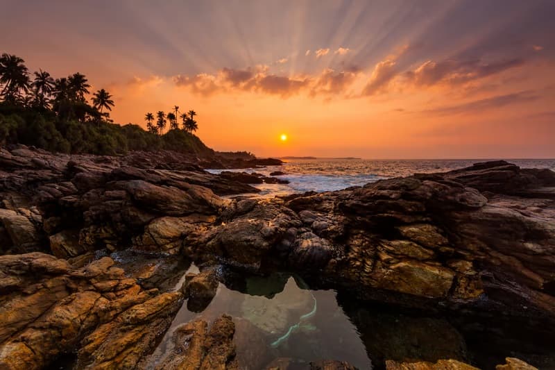Sunset over the southern coastline near Galle
