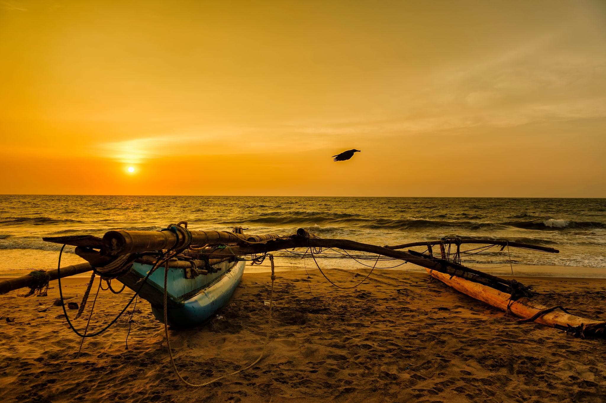 Sunset along the coast at Negombo Sri Lanka