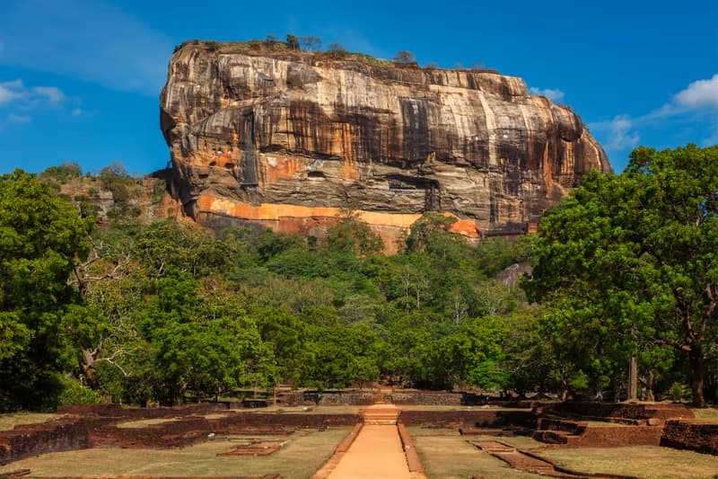 Sigiriya Rock Fortress rising above the surrounding forest