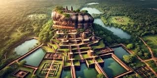 Ancient water gardens leading towards Sigiriya Rock Fortress