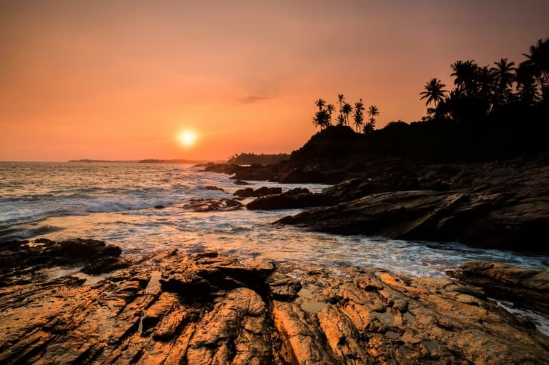 Golden sunset beside the beach at Tangalle